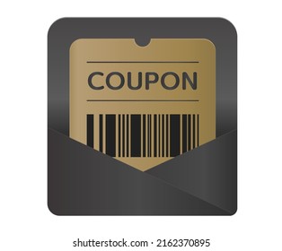 Vip Golden Bar Code Coupons When Shopping Illustration Set. Dollar, Coin, Market, Ticket. Vector Drawing. Hand Drawn Style.