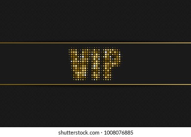 VIP golden halftone advertising sign with geometric pattern for your design