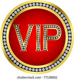 Vip golden icon with diamonds,vector