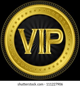 Vip golden label, vector illustration