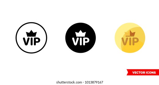 
Vip icon of 3 types: color, black and white, outline. Isolated vector sign symbol.