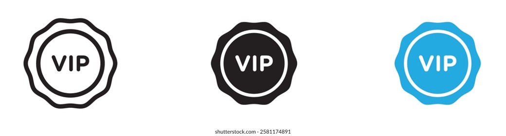 VIP icon black white vector outline