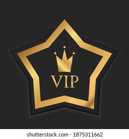 Vip Icon With Crown, Premium Logo On Black Background. Membership Symbol, Vip Pictogram For Club Member, Exclusive Badge, Privilege Access Design