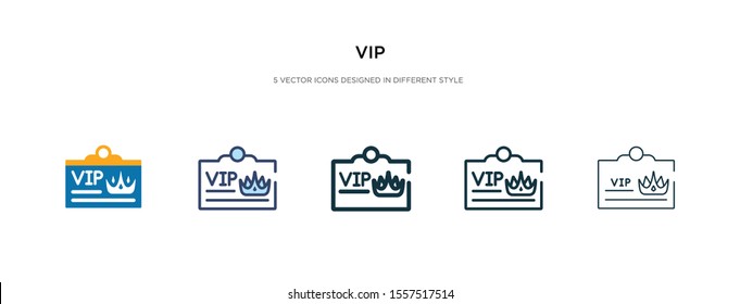 vip icon in different style vector illustration. two colored and black vip vector icons designed in filled, outline, line and stroke style can be used for web, mobile, ui