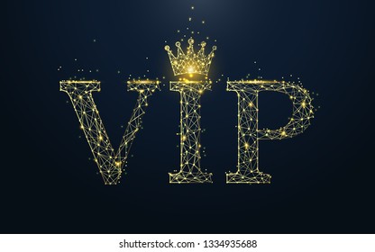 VIP icon from lines, triangles and particle style design. Illustration vector