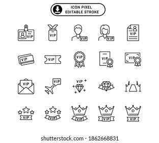 vip icon outline style. Editable stroke.