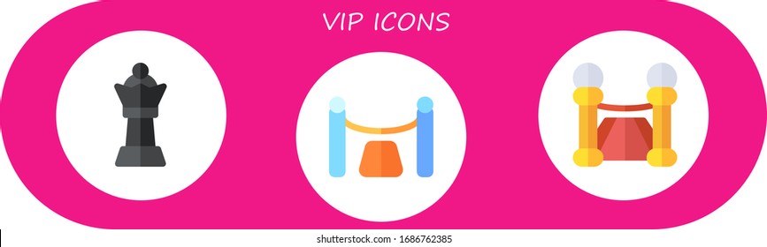 vip icon set. 3 flat vip icons. Included queen, red carpet icons