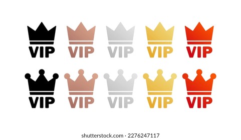 VIP icon set. Flat, color, variety of VIP icons. Vector icons.