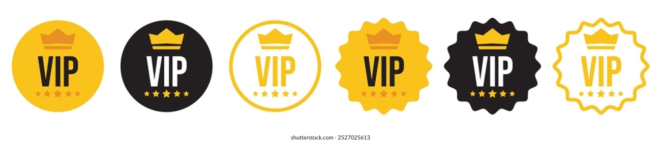 Vip icon set in trendy style, Gold VIP vector sign. Premium and Luxury VIP badge. Vector illustration.