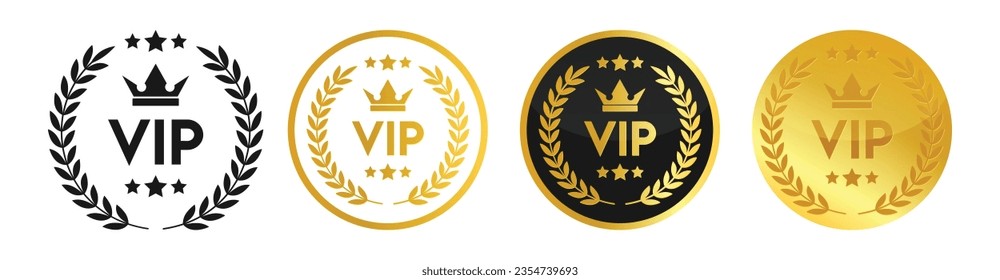 Icono Vip conjunto en estilo de moda,Signo vectorial VIP dorado. Tarjeta VIP Premium y de Lujo