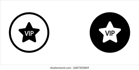 VIP-Symbol in zwei Stilen, einzeln auf weißem Hintergrund. Vektorgrafik mit Prioritätssymbolen