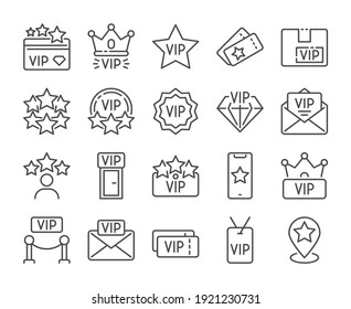 VIP icon. Very Important Person line icons set. Vector illustration. Editable stroke.
