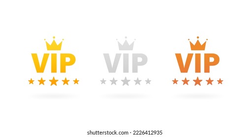 VIP icons. Exclusive vip member club icon, royal premium vip symbol. Exclusive vip member, luxury royal logo. Vector illustration