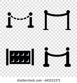 Vip icons set. set of 4 vip filled icons such as fence, red carpet barrier