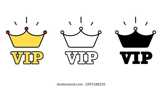 Vip icons set, Crown premium quality symbol isolated background, silhouette icon, winner flat simple infographics design template. membership vector illustration