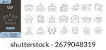 VIP icons set. Includes icons for crown, star, luxury, exclusive access, ticket, lounge, service, and premium badge. Editable stroke. Line icons. Perfect for lifestyle, events, and business.

