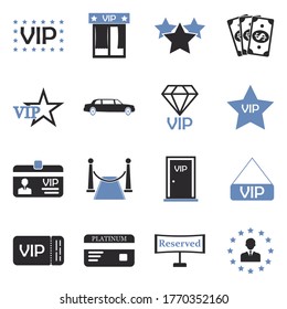 Iconos VIP. Diseño Plano De Dos Tonos. Ilustración vectorial.