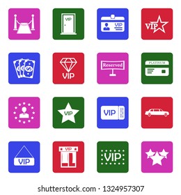 VIP Icons. White Flat Design In Square. Vector Illustration.