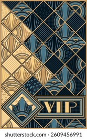 Vip invitation background in art deco style, vector illustration