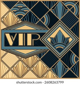 Vip invitation  card in art deco style, vector illustration
