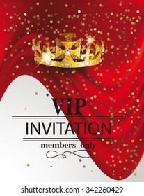 VIP Invitation card with gold crown and red silk cloth