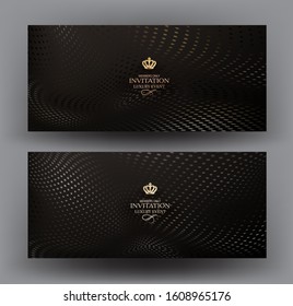 VIP invitation cards with halftone effect background. Vector illustration