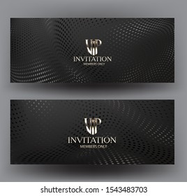 Vip invitation cards with halftone texture background. Vector illustration