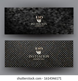 Vip invitation cards with patterns background. Vector illustration