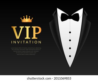 Vip Invitation event Bow Tie background. Gentleman business vip card invitation elegant template