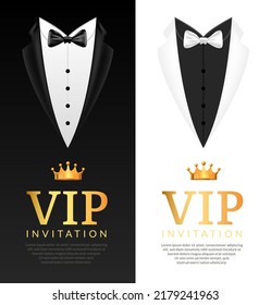 Fondo del evento de invitación VIP Bow Tie. Plantilla elegante de la invitación de tarjeta VIP de la empresa de caballeros