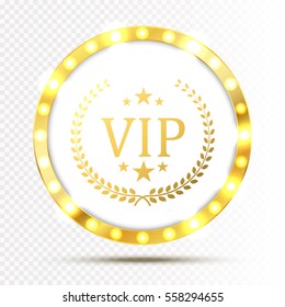 Vip invitation with golden badge, vector illustration