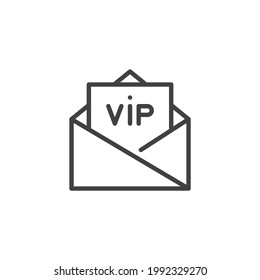 VIP invitation line icon. linear style sign for mobile concept and web design. Envelope with vip card outline vector icon. Symbol, logo illustration. Vector graphics