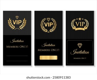 VIP invitation Luxury premium design card, banner or flyer with golden elements isolated on black background 