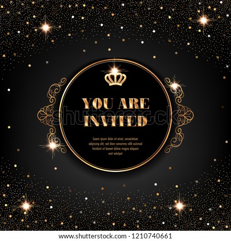 vip invitation template golden crown sparkling stock vector royalty