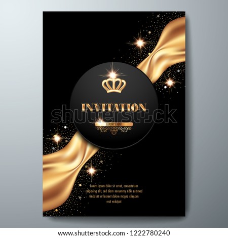 vip invitation template golden crown smooth stock vector royalty