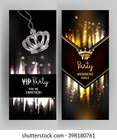 VIP invitation vertical card with abstract sparkling background