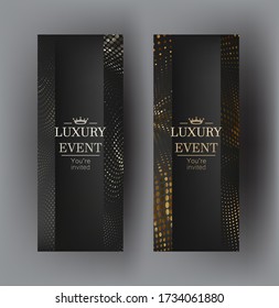 Vip tarjetas verticales de invitación con efecto de semitono ondulado. Ilustración del vector