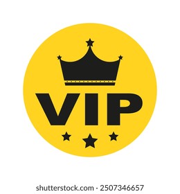 Vip label, badge or tag. Vip icons with crown and stars. Round label with three vip level in gold, silver and bronze color. Modern vector illustration