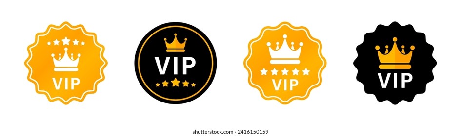 Etiqueta de vídeo, insignia o etiqueta. Etiquetas personales muy importantes. Iconos vectoriales VIP. Conjunto de iconos de Vip. Símbolos Premium y Luxury.