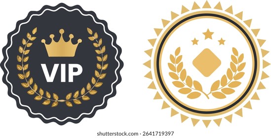 VIP Label Badge or Tag for Very Important Person with Luxurious Gold Design