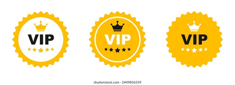 VIP label. Vip icon with crown and stars. Exclusive vip member. Vector sign.