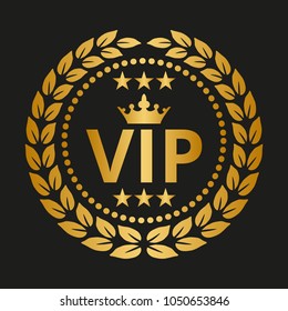 Vip label on black background, vector illustration