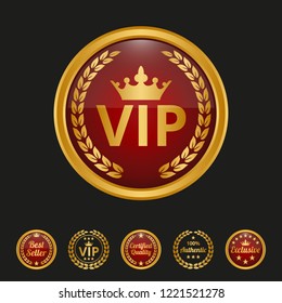 Vip label on black background. Vector illustration