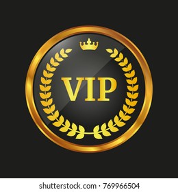 vip label on black background, vector illustration