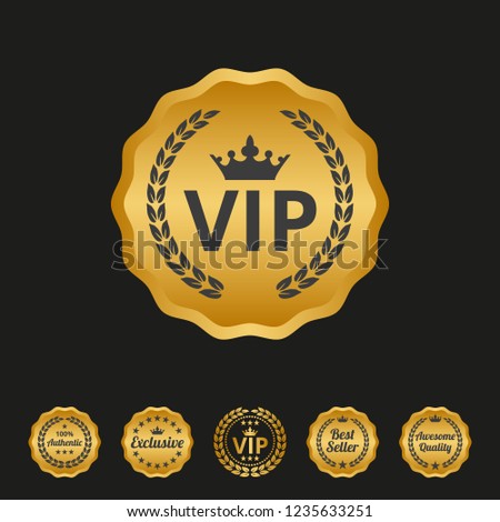 Vip label on black background. Vector illustration