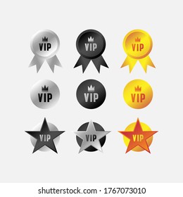 VIP label and tag black golden silver design badge for element design