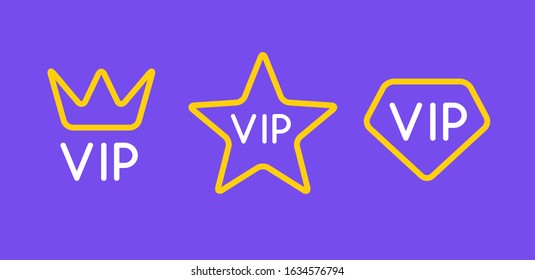 Vip Line Icon Flat Exclusive Important Membership Badge Crown. Vip Icon Member Club.