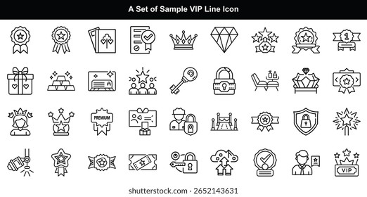 VIP Line Icon Set design 