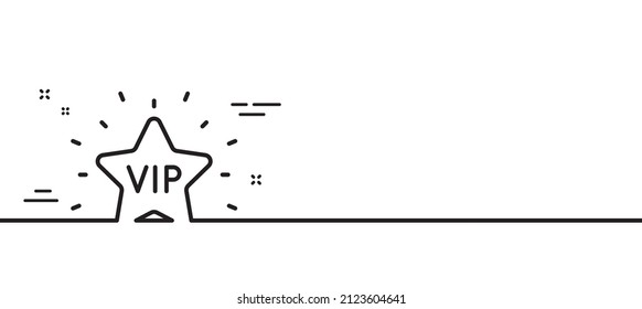 Icono de línea Vip. Signo de estrella de persona muy importante. Símbolo de privilegio del club de miembros. Fondo mínimo de la ilustración de línea. Banner de patrón de icono de línea estrella Vip. Concepto de plantilla web blanca. Vector