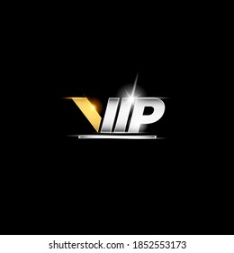 VIP logotype. Initial letter VIP with gold and silver color concept. Fit for business logo with elegant and luxury theme. 